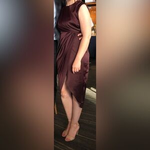 Elegant Burgundy Satin Dress